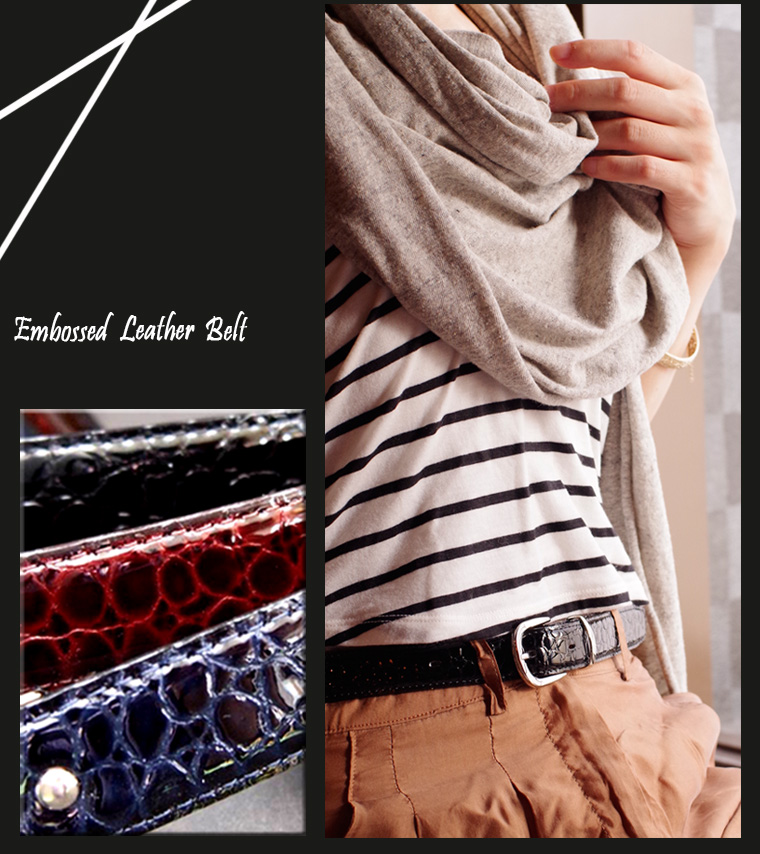 革ベルト・ファッションベルト　丸い斑のクロコ調ベルト　クールなシルバー系のバックルとサルカンで華やかでカッコいいベルト